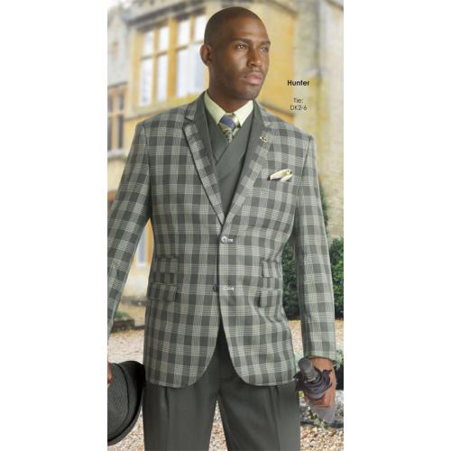 E. J. Samuel Hunter / Cream Plaid Suit M2637